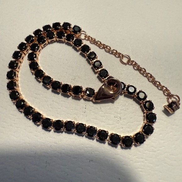 Authentic Pandora, SZ 18CM, Rose Gold, Black Crystal Tennis Bracelet/ Extender - Picture 2 of 5